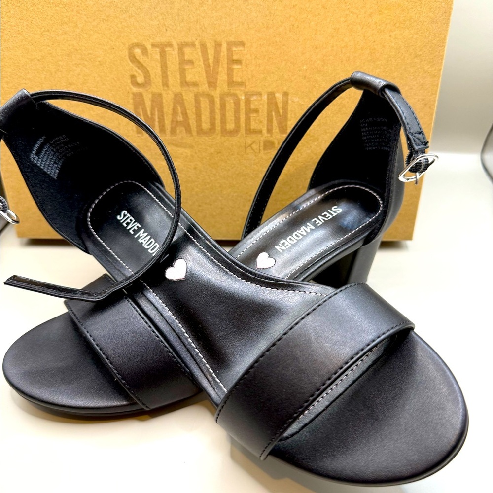 Steve Madden Girls Black Heeled Sandals
